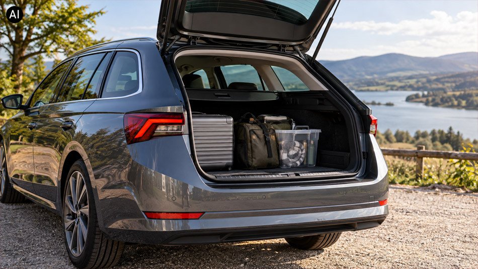 Lackschutzfolie für Skoda Octavia IV Combi – KI-generierter Kombi mit geöffnetem Kofferraum