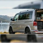 Modellnaher Transporter in einer realistischen Outdoor-Szene – KI-generiertes Beitragsbild zum VW T6 Zubehör-Ratgeber