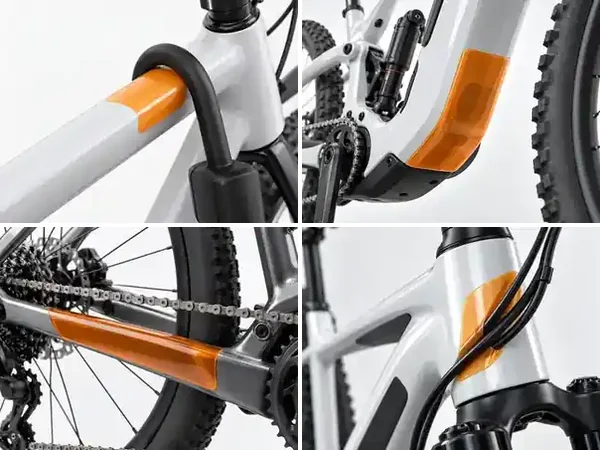 Typische Kontaktstellen für Rahmenschutzfolie an Fahrrad und E-Bike