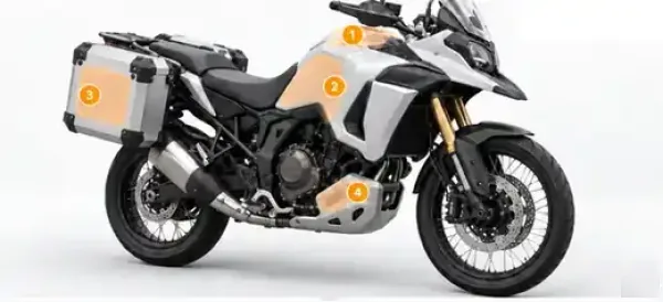 Universalfolie von Lackschutzshop für typische Schutzbereiche am Motorrad