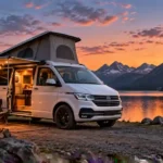 VW T6/T6.1 Zubehör für Camping und Werterhalt – KI-generierter Campervan am Bergsee